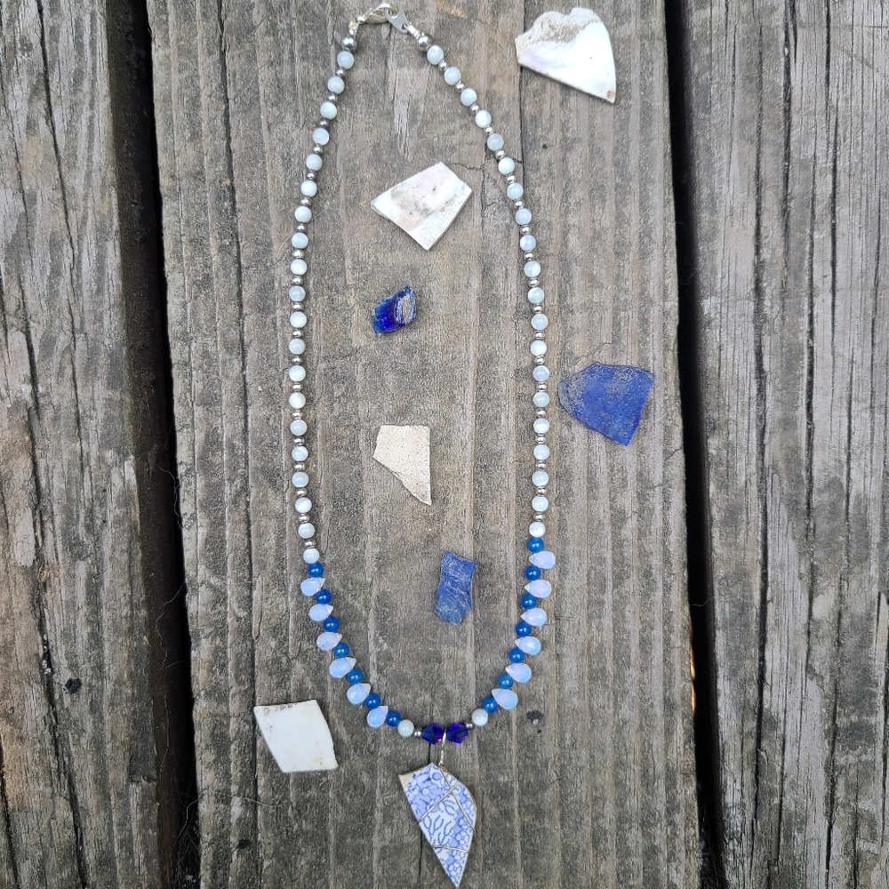 Blue floral necklace